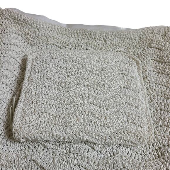 Carlo D'S'anti Knitted White Crochet Cottage Core Cream Purse Bag Beachy Boho - Picture 11 of 14